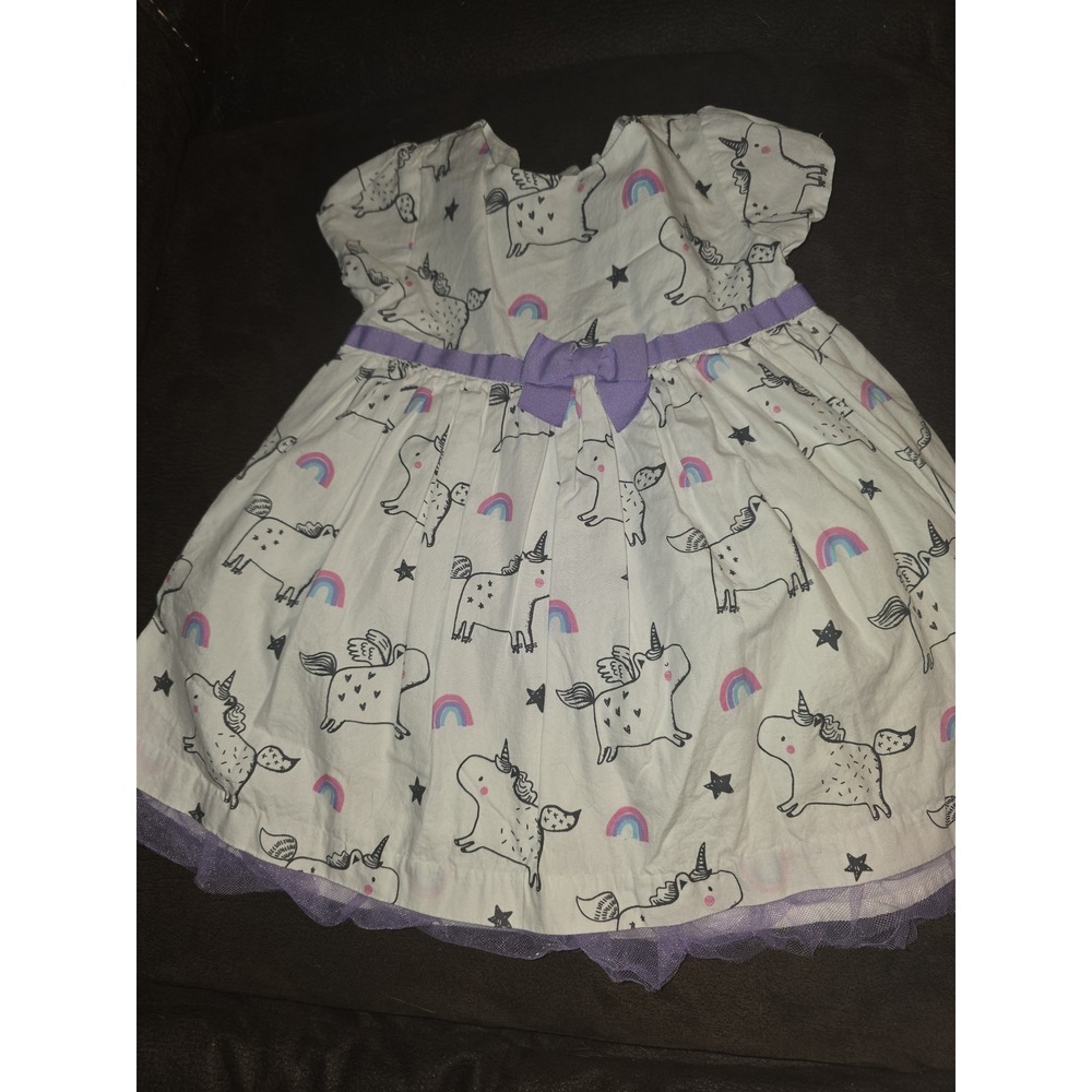 Gymboree Unicorn Rainbow Dress with Purple Bow size 12 18 months
